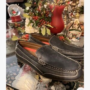 Tommy Hilfiger Dathan Driver Leather Loafers Sz 9 /42 Navy Blue